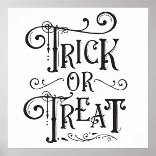 Poster Trick or Treat Tipografia Vintage Halloween