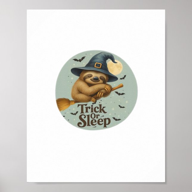 Poster Trick ou Sono – Preguiça de Bruxa Fofa Pun Hallowe (Frente)
