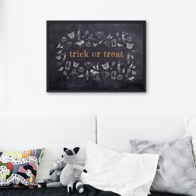 Póster Trick ou trata Vintage Chalkboard Halloween (Criador carregado)