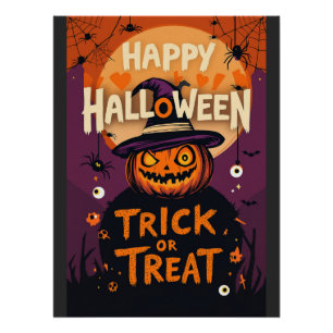 Póster Trick ou Tratar Festa de Abóbora de Abóbora