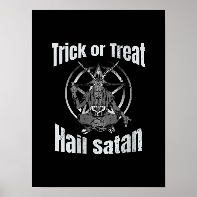 Poster Trick ou Tratar Granizo Satanás Pentagram (Frente)