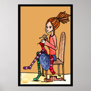 Póster tricotado dreadlocksmädchen