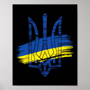 Poster Tridente da Bandeira da Ucrânia Patriótico Patrimô