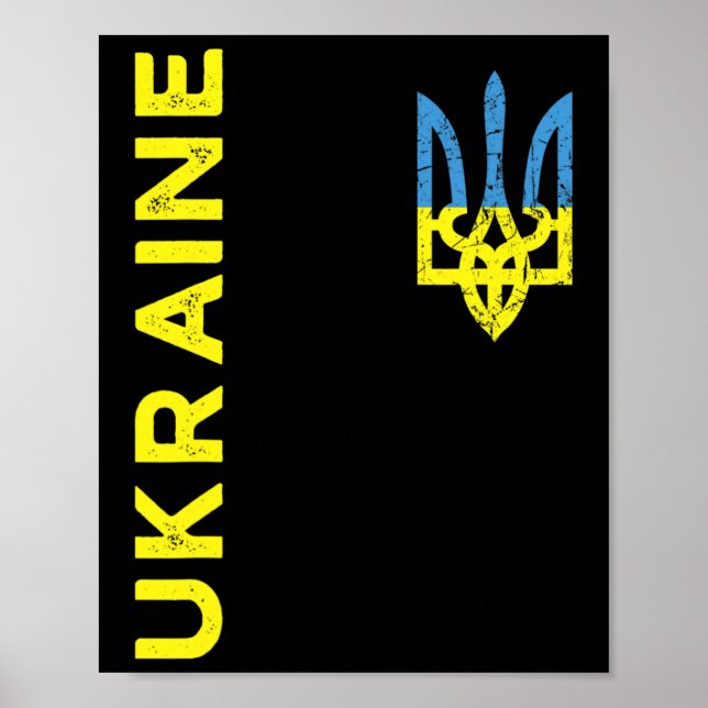 Poster Tridente da Ucrânia Brasão de Armas Emblema Bandei (Frente)