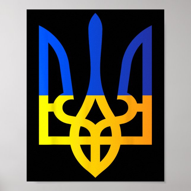 Poster Tridente da Ucrânia Símbolo Nacional Bandeira Ucra (Frente)