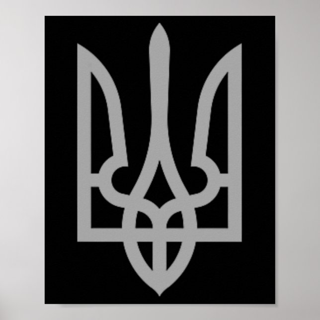 Poster Tridente Tryzub Símbolo Brasão da Ucrânia Brea (Frente)