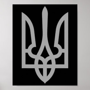 Poster Tridente Tryzub Símbolo Brasão Logo Ucraniano