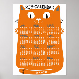Poster Trigo Laranja Do Século De Médio Do Calendário Men