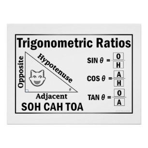 Póster Trigonometria SOH CAH TOA Classroom White Poster