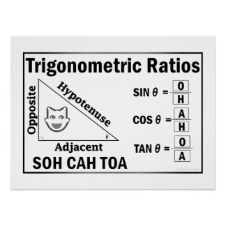 Póster Trigonometria SOH CAH TOA Classroom White Poster