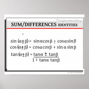 Póster Trigonometria: Soma / Diferenças Identidades