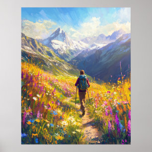 Poster Trilha Alpina Ensolarada — Verão de Caminhada Insp