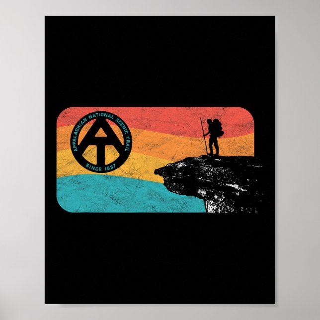 Poster Trilha Appalachian Retro Mcafee's Knob Caminhada  (Frente)