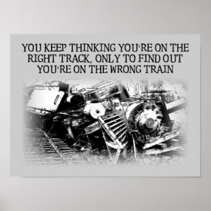 Poster Trilha Certa Trem Errado Cartaz Divertido Placa