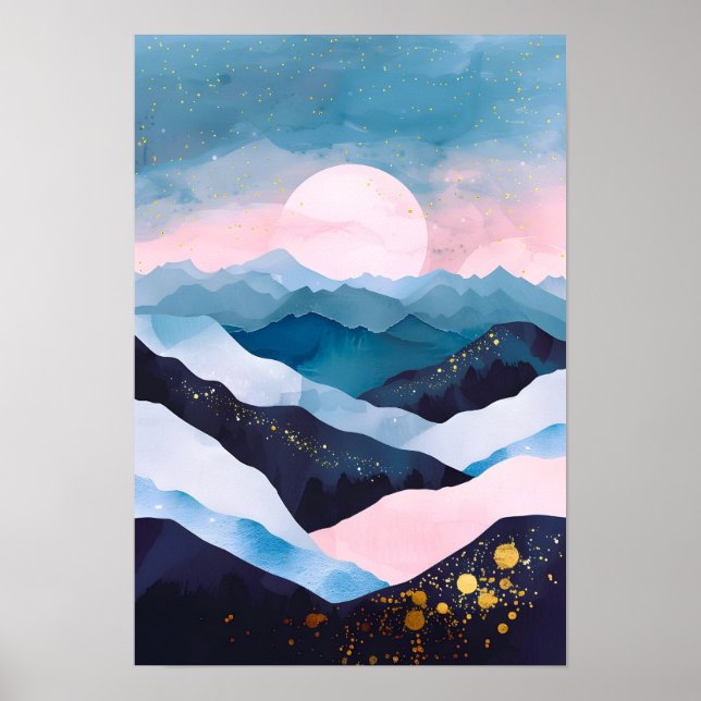 Poster Trilha de Água Minimalista Dourada (Frente)