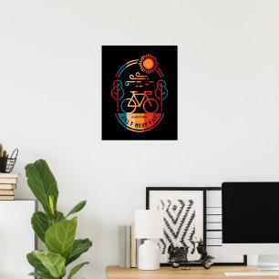 Poster Trilha de bicicleta de meia lua retrô