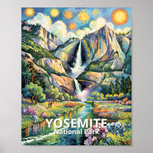 Poster Trilha de Hiking da Colorida Cachoeira de Yosemite