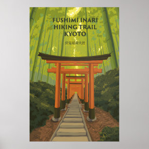 Poster Trilha de Hiking Fushimi Inari Kyoto Japão Viagem