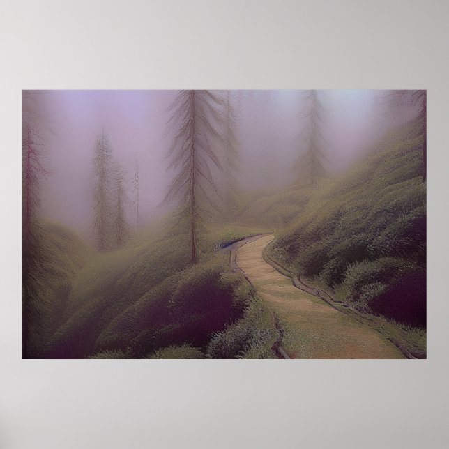 Poster Trilha de Montanha - Pintura Colorida (Frente)