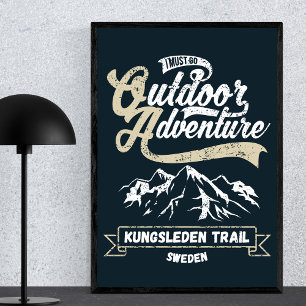 Poster Trilha Kungsleden na Lapónia, Suecia - Vintage