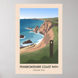 Poster Trilha Nacional da Costa de Pembrokeshire Moderna