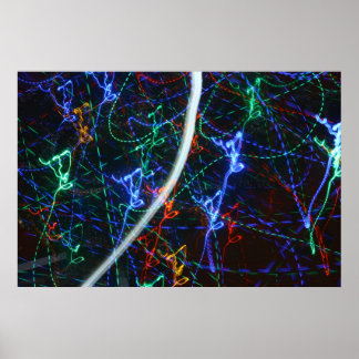 Poster Trilhas de Luz Neon Fotografia Abstrata. Cyberpunk