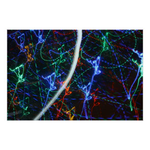 Póster Trilhas de Luz Neon Fotografia Abstrata. Cyberpunk