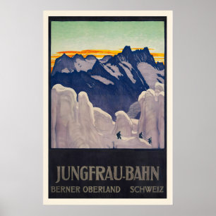 Poster Trilho Jungfrau Oberland de Berna Suíça Vintage