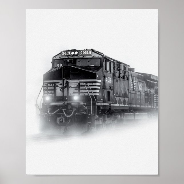 Poster Trilhos do comboio preto e branco (Frente)