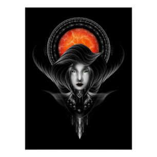 Póster Trilia Red Nebula Retrato BLKGS Laranja Sol