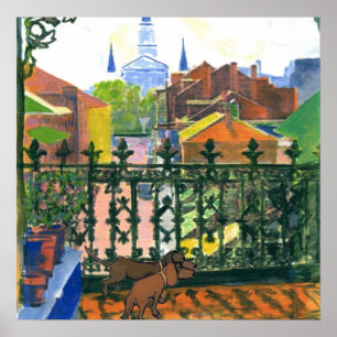 Poster Trimestre Francês Balcony Dachshund 2