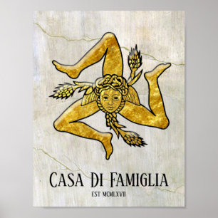 Poster Trinacria siciliano seu texto