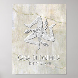 Póster Trinacria siciliano seu texto