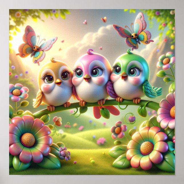 Poster Trío Caprichoso de Pássaros Cantores da Primavera (Frente)
