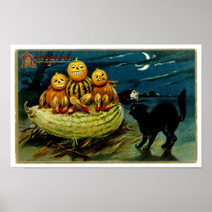 Póster Trio da abóbora da Jack-o-Lanterna do Dia das
