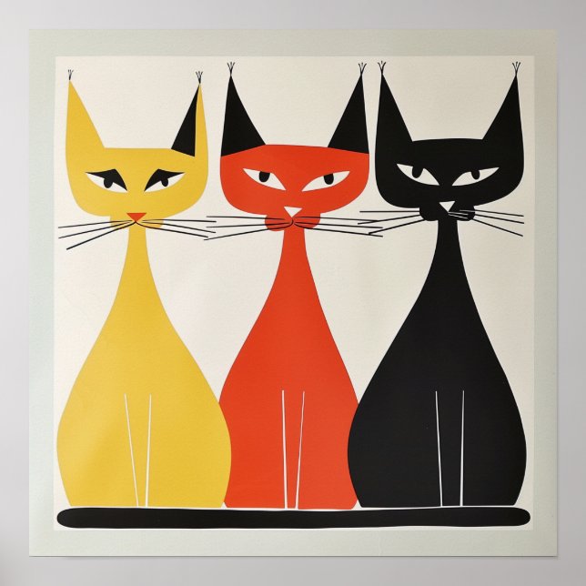 Poster Trio de Arte Moderna Meio século de Gatos (Frente)