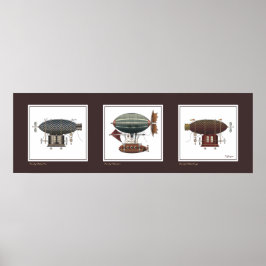 Póster Trio de Fantasias Dirigíveis da nave Steampunk