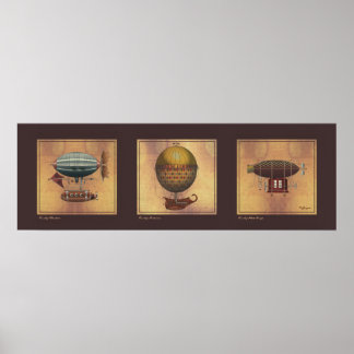 Poster Trio de Fantasias Dirigíveis da nave Steampunk