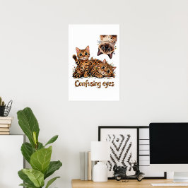 Poster Trio de Felinos Gatos Fofos em Pôsteres de Flores 