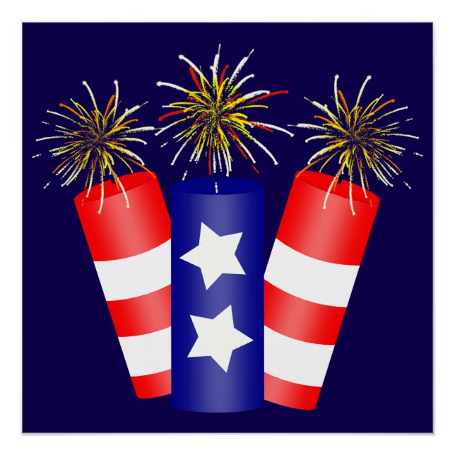 Póster Trio de Firecrackers para o dia 4 de julho (Frente)