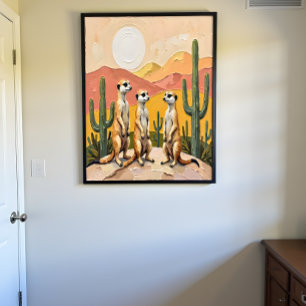 Póster Trío de Suricatas Caprichosos Arte do Deserto