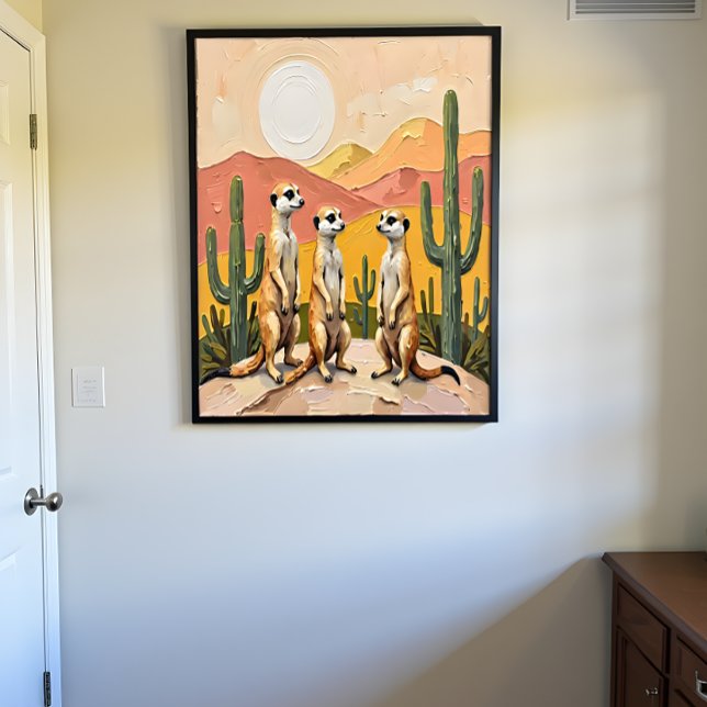 Póster Trío de Suricatos Caprichosos Arte do Deserto (Criador carregado)