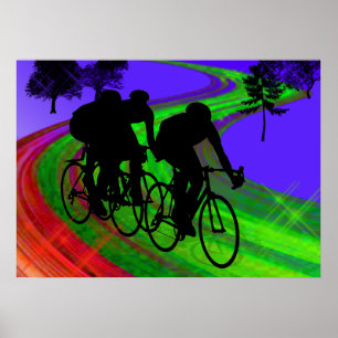 Póster Trio do ciclismo na estrada da fita