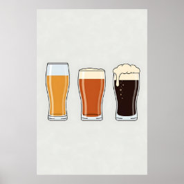 Poster Trio Minimalista de Óculos de Cerveja - Cerveja