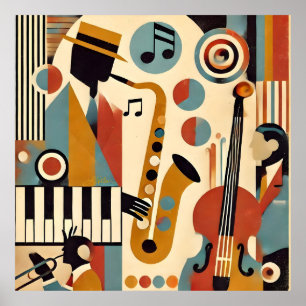 Poster Trio Minimalista Moderno da Era do Jazz de Meados