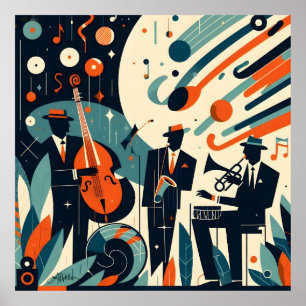 Poster Trio Moderno de Meados do Século da Era do Jazz