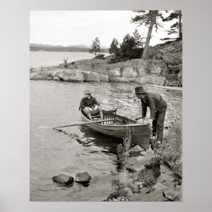 Poster Tripa de Pesca da Baía de Whitefish, 1906. Vintage