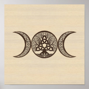 Poster Triple Moon Tree of Life Triquetra