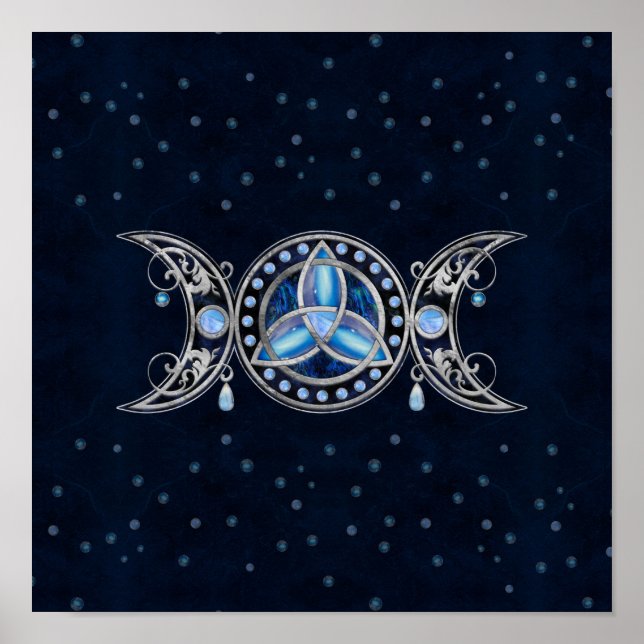 Poster Triple Moon Triquetra Ornament com Moonstone (Frente)