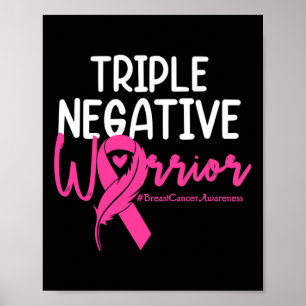 Poster Triplo Cancer de Fita Rosa de Fita do Guerreiro Ne